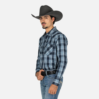 Camisa Wrangler Cuadros Azul Caballero