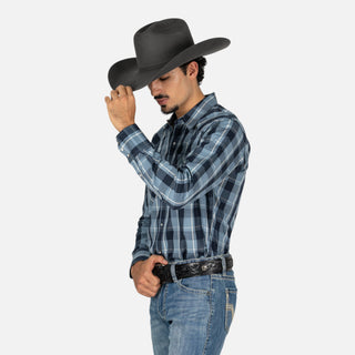 Camisa Wrangler Cuadros Azul Caballero