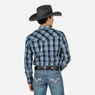 Camisa Wrangler Cuadros Azul Caballero