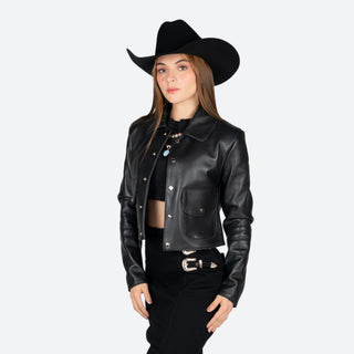 Chamarra Cuadra Borrego Andas Black Dama
