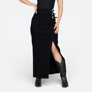 Falda Rock & Roll Denim con Hebilla Black Dama
