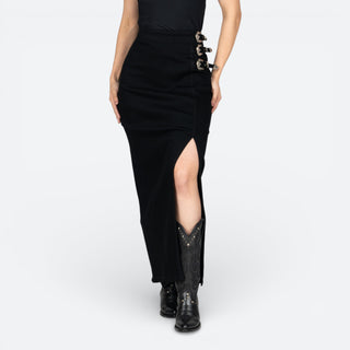 Falda Rock & Roll Denim con Hebilla Black Dama