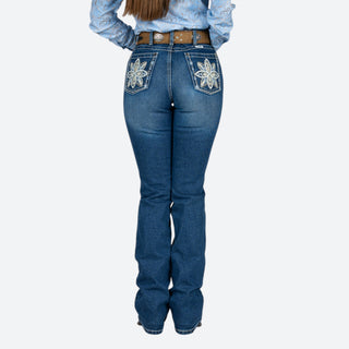Jeans Wrangler Retro Flor Bordada Dama