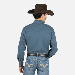 Camisa Rodeo Estampado Azul Caballero