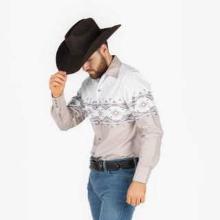 Camisa Rodeo Aztec Beige Blanco Caballero