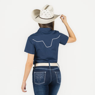 Camisa Kimes Ranch Long Horn Navy Dama