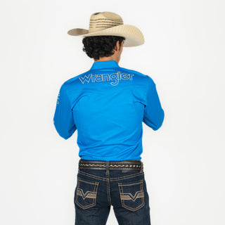 Camisa Wrangler Azul Logo Dorado Caballero
