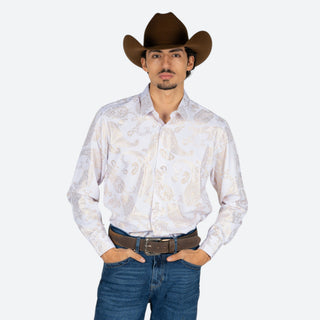 Camisa Vassari Dorado Blanco Caballero