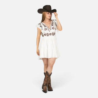 Vestido Rock & Roll Denim Flores Natural Dama