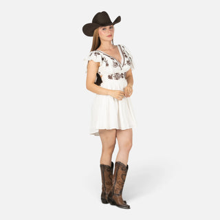 Vestido Rock & Roll Denim Flores Natural Dama