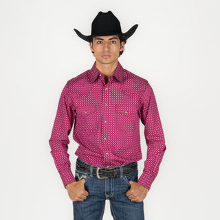 Camisa Wrangler Classic Fit Vino Caballero