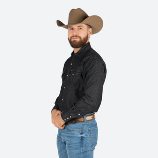 Camisa Wrangler Mezclilla Negro Caballero