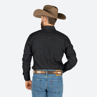 Camisa Wrangler Mezclilla Negro Caballero