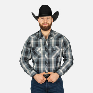 Camisa Wrangler Cuadros Negro Caballero