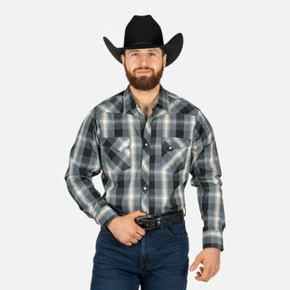 Camisa Wrangler Cuadros Negro Caballero