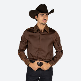 Camisa Barabas Cristales Chocolate Caballero