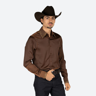 Camisa Barabas Cristales Chocolate Caballero