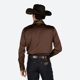 Camisa Barabas Cristales Chocolate Caballero