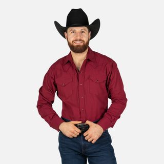Camisa Rodeo Vino Liso Caballero