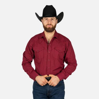 Camisa Rodeo Vino Liso Caballero