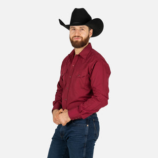 Camisa Rodeo Vino Liso Caballero