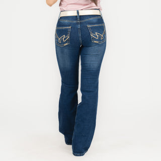 Jeans Cactus Brand Bordado Beige Dama