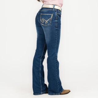 Jeans Cactus Brand Bordado Beige Dama