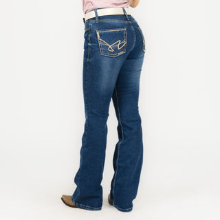 Jeans Cactus Brand Bordado Beige Dama