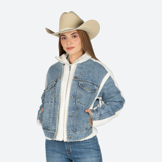 Chamarra Rock & Roll Denim Ligt Vintage Dama