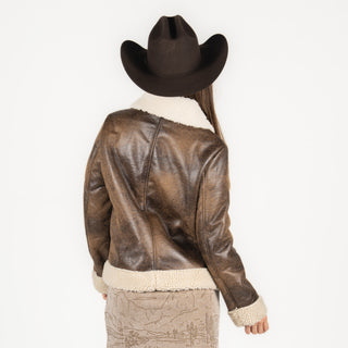 Chamarra McAllen Piel Café Dama