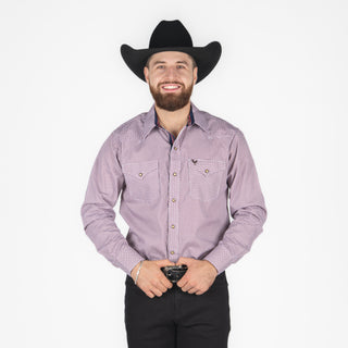 Camisa Golden Rooster Estampado Vino Caballero