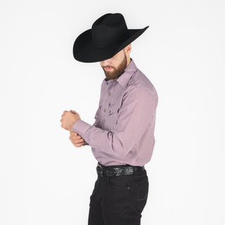 Camisa Golden Rooster Estampado Vino Caballero