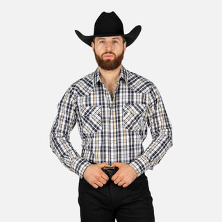 Camisa Wrangler Cuadros Negro Caballero