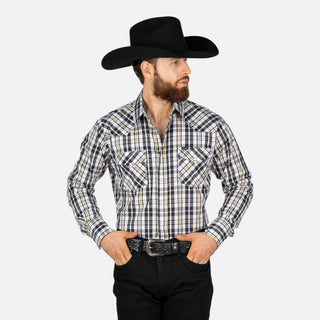Camisa Wrangler Cuadros Negro Caballero