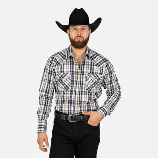 Camisa Wrangler Cuadros Negro Caballero