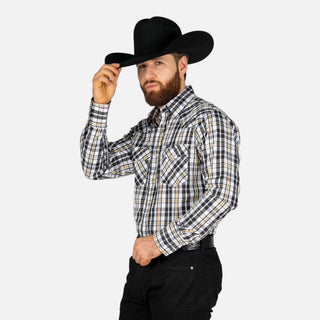 Camisa Wrangler Cuadros Negro Caballero