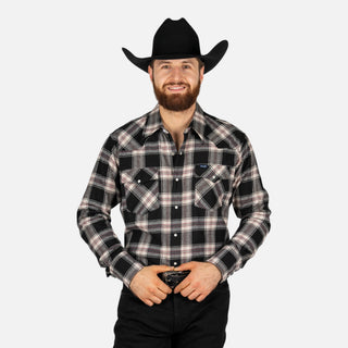Camisa Wrangler Cuadros Negro Caballero