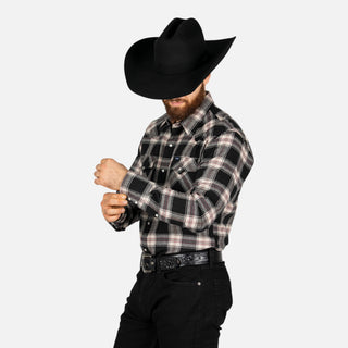 Camisa Wrangler Cuadros Negro Caballero