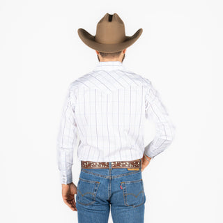 Camisa Rodeo Cuadro Blanco Caballero