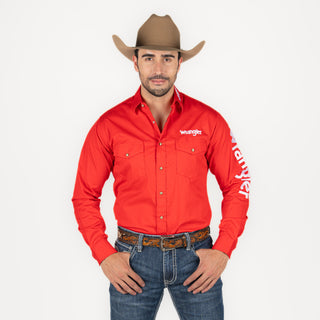 Camisa Wrangler Logo Rojo Caballero