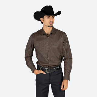 Camisa Platini Relieve Chocolate Caballero