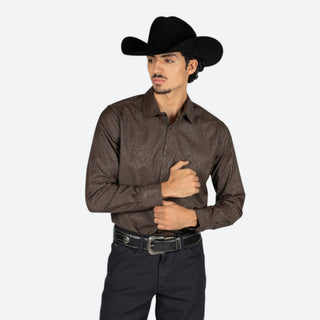 Camisa Platini Relieve Chocolate Caballero