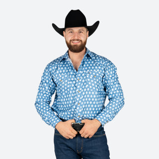 Camisa Rodeo Aztec Azul Caballero