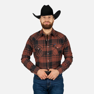 Camisa Wrangler Cuadros Marrón Caballero