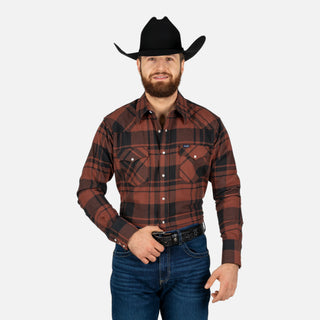 Camisa Wrangler Cuadros Marrón Caballero