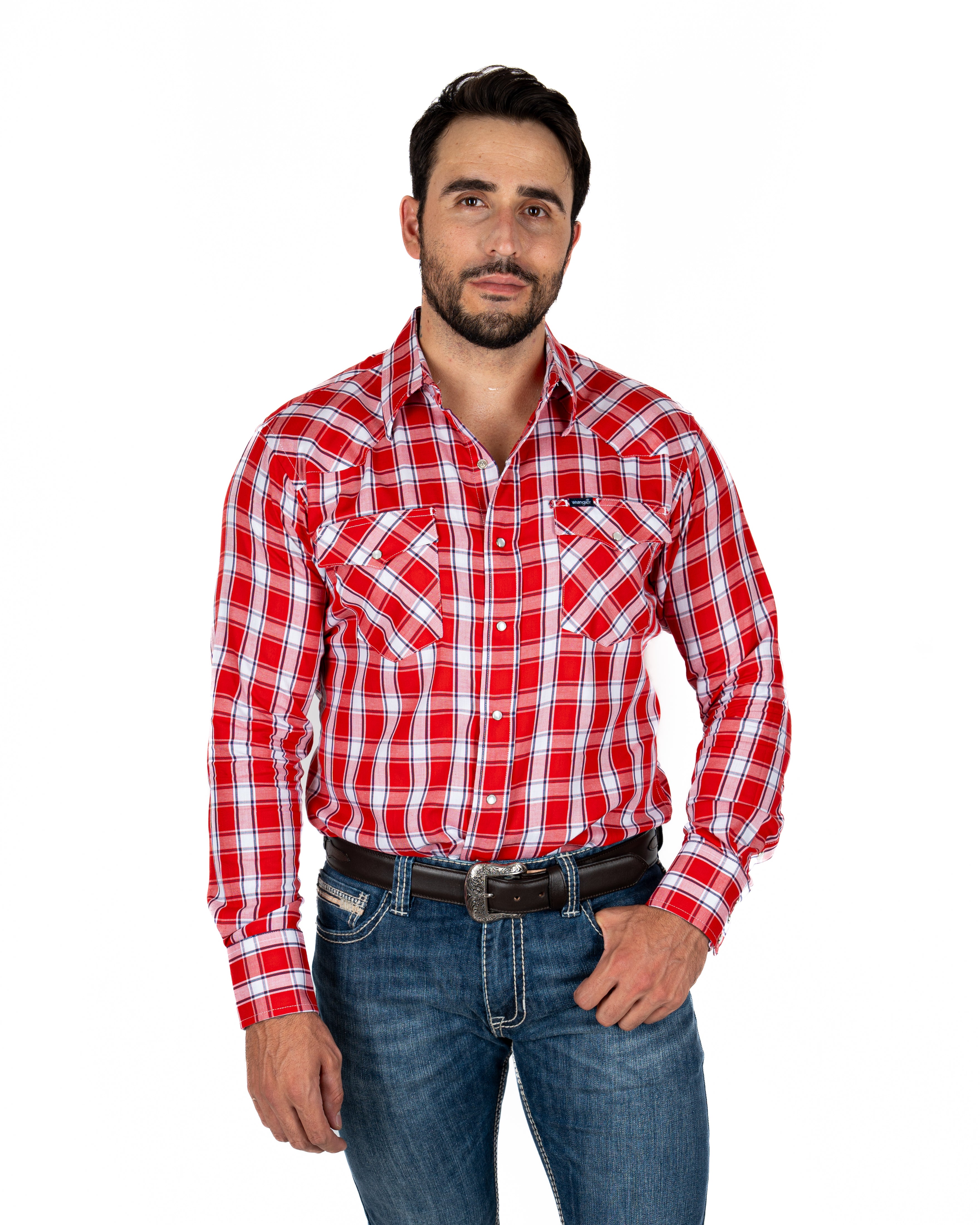 Camisa Wrangler Cuadros Rojo Caballero