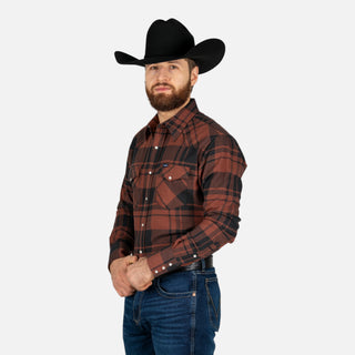 Camisa Wrangler Cuadros Marrón Caballero