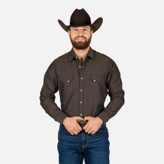 Camisa Wrangler Estampado Chocolate Caballero