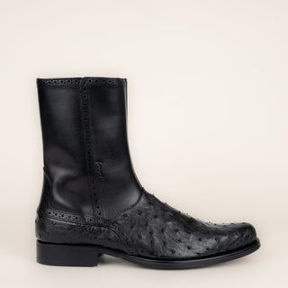 Bota Franco Cuadra Avestruz Negro Caballero