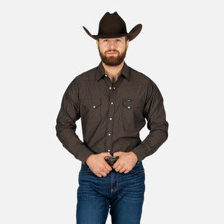 Camisa Wrangler Estampado Chocolate Caballero